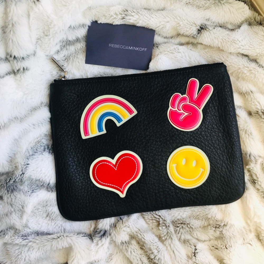 Rebecca Minkoff Pebbled Leather Peace Love Clutch